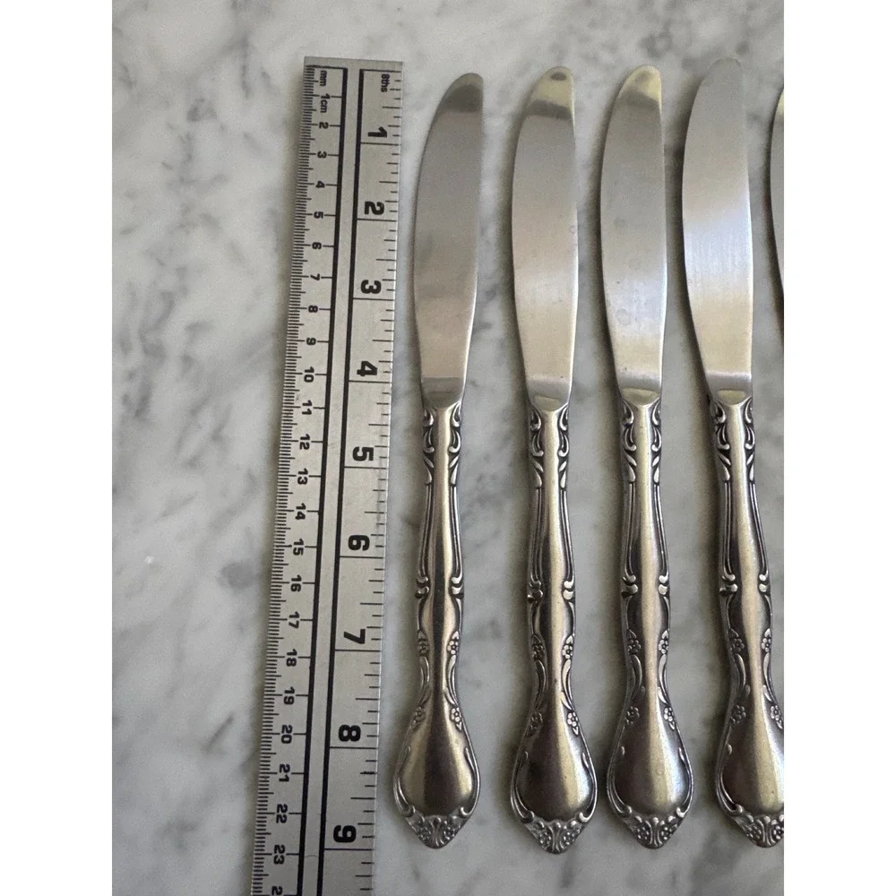 Towle Silver Winter Rose Stainless Dinner Knives Set of 5 Floral TWSWIR 9 inch